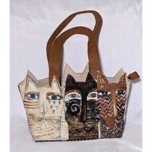 Laurel Burch Cat Shoulder Bag Cut Out Ears Canvas Brown